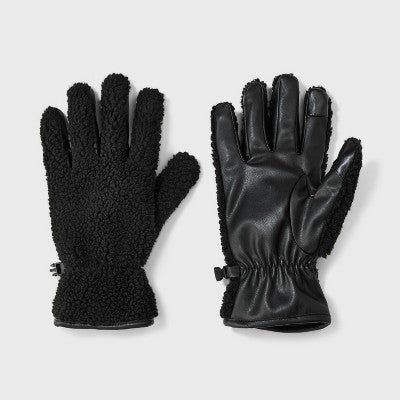 Men's Faux Shearling Gloves - Goodfellow & Co Black M/L