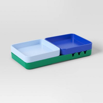 3pc Stackable Melamine Decorative Trays Blue/Green - Room Essentials