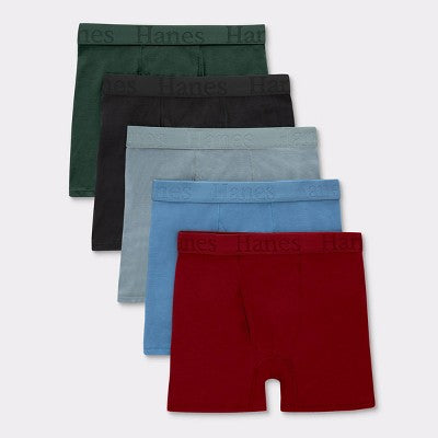 Hanes Originals Boys' 5pk SuperSoft Boxer Briefs L