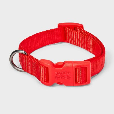Basic Adjustable Dog Collar with Matching Buckle - XS - Red - Boots & Barkley