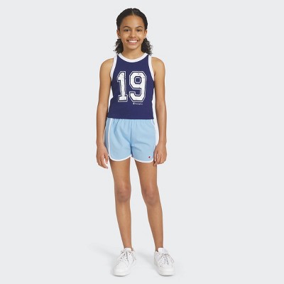 Champion Girls' Track Shorts - Light Blue XL
