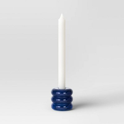 4pk Bubble Glass Taper Candle Holder Blue - Room Essentials