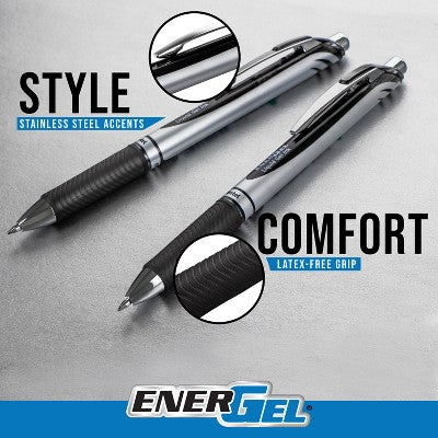 Pentel EnerGel 3pk Gel Pen Black ink with +1 refill: 0.7mm Quick Drying Retractable Pens & Refill, Office Stationery