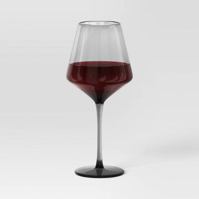 19.6oz Stemmed Wine Glass Gray - Threshold: Dishwasher-Safe, Lead-Free, Recycled Content, Cold Beverages