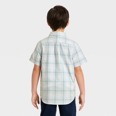 Boys' Short Sleeve Plaid Poplin Button-Down Shirt XL