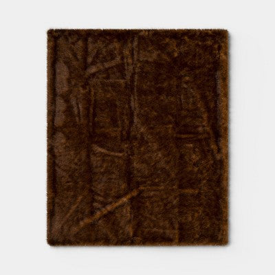 Faux Fur Throw Coffee Brown- Threshold