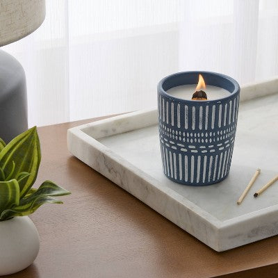 Medium Ceramic Wooden Wick Candle Cedarwood Musk - Threshold