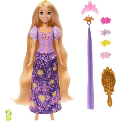 Disney Princess Light-Up Hair Rapunzel Doll, Pascal Figure, 7 Accessories