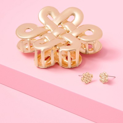 Lunar New Year Asian American Girl Club Knot Hair Clip - Gold
