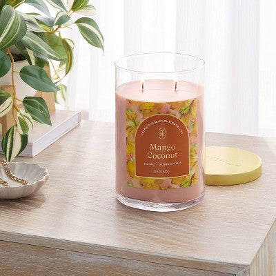 21.5oz 2-Wick Lidded Glass Jar Candle Mango Coconut - Threshold