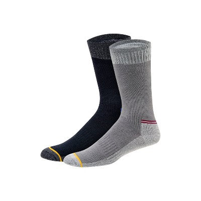 Goldtoe Signature Collection Men's 2pk Brushed Lining Crew Boot Socks - Black/Gray 6-12