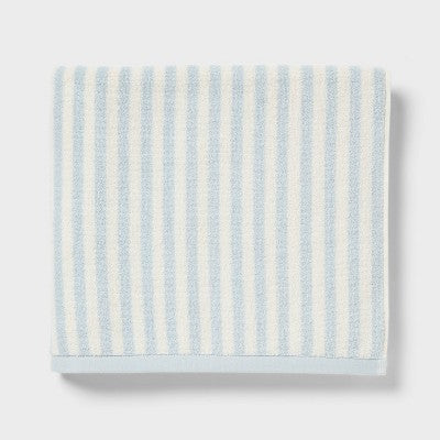 1 Coastal Oversized Bath Towel Blue Striped - Threshold