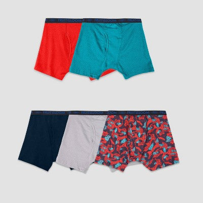 Fruit of the Loom Boys' 5pk 'Breathable' Boxer Briefs - S: Tagless, Moisture Wicking, 4-Way Stretch