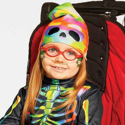 Kids' Adaptive Blacklight Responsive Color Melt Skeleton Halloween Costume Jumpsuit with Beanie S - Hyde & EEK! Boutique