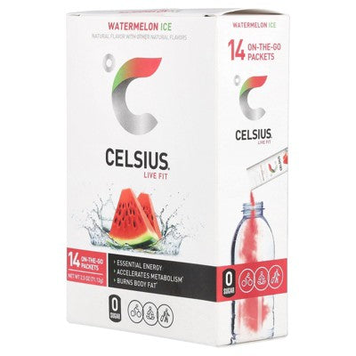 Celsius Live Fit, Watermelon Ice, 14 On-The-Go-Packets, 0.18 oz (5.08 g) Each