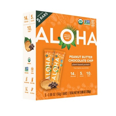 ALOHA Peanut Butter Chocolate Chip Protein Bars - 9.88oz/5ct