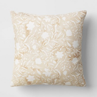 Floral Printed Square Throw Pillow Khaki - Threshold