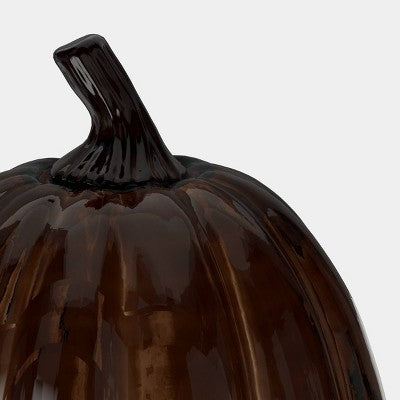 8.3" Medium Glass Fall Pumpkin - Threshold translucent brown with black accents