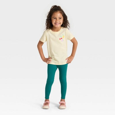 Toddler Girls' Solid Leggings - Cat & Jack Teal Green 4T