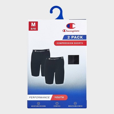 Champion Youth 2pk Compression Shorts - Black S