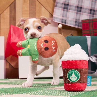 BARK Holiday Santa's Workchomp Jolly Jitterbread Man Dog Plush Toy