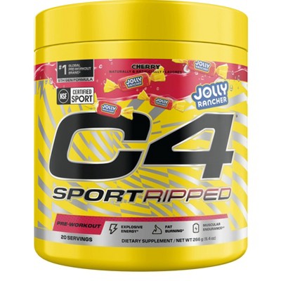 C4 Sport Ripped Pre-Workout Powder - Jolly Rancher Cherry - 20 Servings