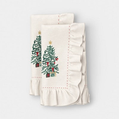 2pk Tree with Ruffle Napkins Green - Threshold
