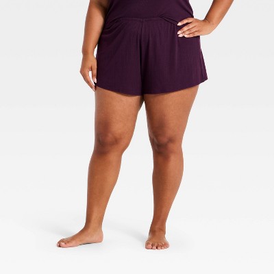 Women's Ribbed Cooling Jersey Pajama Shorts - Auden Purple 4X