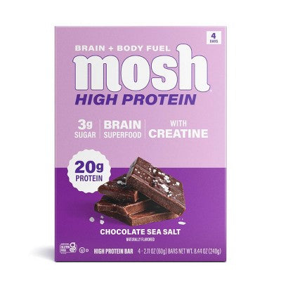 MOSH Chocolate Sea Salt High Protein Bars with Creatine - 20g Protein - 8.44oz/4ct