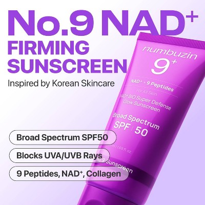 numbuzin No.9 NAD+BIO Super Defense Glow Sunscreen - SPF 50 - 1.69 fl oz