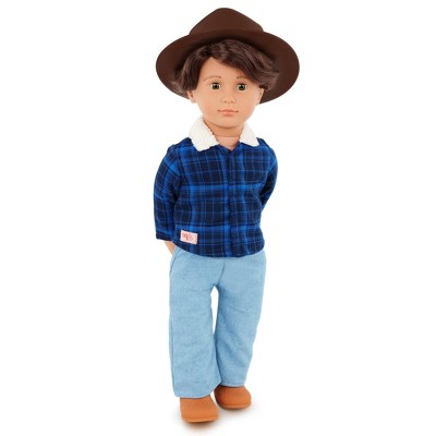 Our Generation Dustin 18" Boy Doll in a Western-Style Country Outfit: Wavy Brown Hair & Equestrian Theme