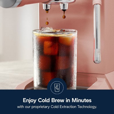 DeLonghi Dedica Duo Espresso and Cold Brew Machine with Milk Frother for Hot & Iced Coffee, Cappuccinos, Lattes & More Rose