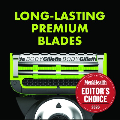 Gillette Labs Body + Intimate 5-Blade Men's Razor Blade Refills Compatible with Exfoliating Bar Body + Intimate Razor - 3ct