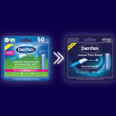 DenTek Pain Relief Kit for Oral Pain + Toothaches - 50 Treatments: Liquid Form, Benzocaine, Unflavored