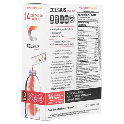 Celsius Live Fit, Strawberry Mango, 14 On-The-Go-Packets, 0.18 oz (5.02 g) Each