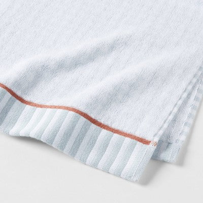 2pk single Traditional Gingham Plaid Bath Towel Blue- Thres