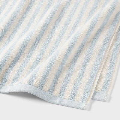 1 Coastal Oversized Bath Towel Blue Striped - Threshold