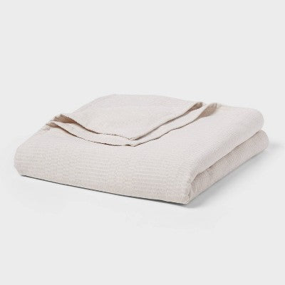 Full/Queen Chenille Jacquard Blanket Gray Geo - Threshold