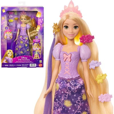 Disney Princess Light-Up Hair Rapunzel Doll, Pascal Figure, 7 Accessories