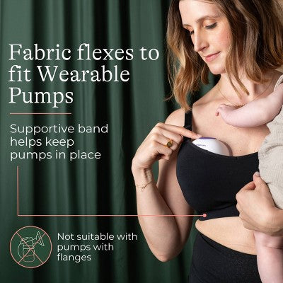 Kindred Bravely for Lansinoh, Nursing and Wearable Pumping Bra - XS/Small Busty - Black