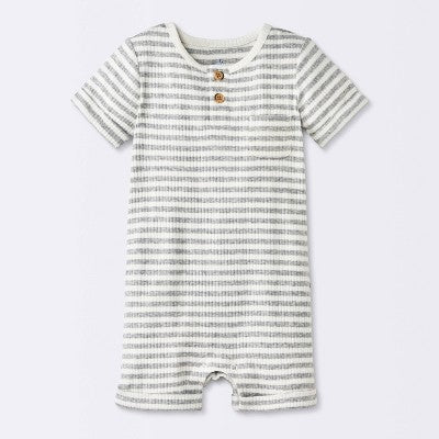Baby Boys' Striped Henley Short Sleeve Romper - Cloud Island 0-3M