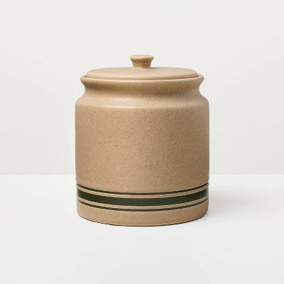 53 fl oz Stoneware Seasonal Canister Green Striped - Hearth & Hand with Magnolia (LOCAL PICKUP ONLY)