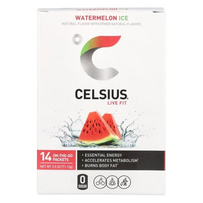 Celsius Live Fit, Watermelon Ice, 14 On-The-Go-Packets, 0.18 oz (5.08 g) Each