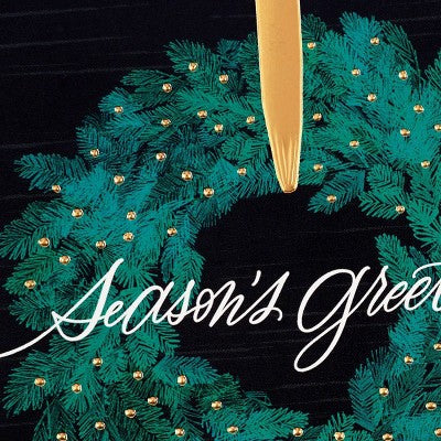 Hallmark 10ct 'Season's Greetings' Wreath Single Design Boxed Card Pack Black