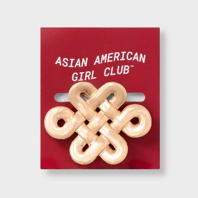 Lunar New Year Asian American Girl Club Knot Hair Clip - Gold