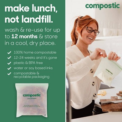 Compostic 100% Compostable Snack Bags - 50ct