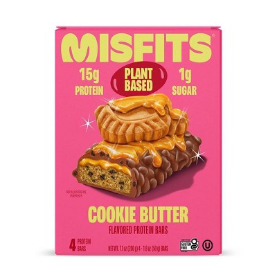 Misfits Plant Based Cookie Butter Protein Bar - 15g Protein - 7.1oz/4pk
