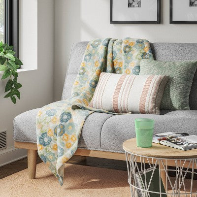 Textured Woven Cotton Square Throw Pillow Green - Room Essentials: Dobby Cotton, Indoor Decorative Accent, Polyester Fill (LOCAL PICKUP ONLY)
