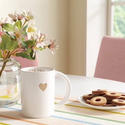 14oz Stoneware Embossed Heart I Love You Mug Ivory - Room Essentials (LOCAL PICKUP ONLY)