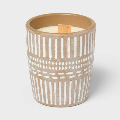 Medium Ceramic Wooden Wick Candle Pumpkin Bourbon - Threshold